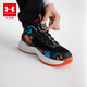 安德瑪【商場(chǎng)同款】男女兒童運動(dòng)鞋新款休閑百搭旋鈕大童籃球鞋-5 黑/橙 40