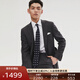 FULL MONTY羊毛西服套裝男高檔修身輕商務(wù)西裝套裝職業(yè)正裝結(jié)婚禮服 碳灰6589 46 碼上衣【西褲尺碼找客服備注】