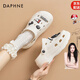 達(dá)芙妮（DAPHNE）洞洞鞋女款2025新款夏季鞋子外穿包頭拖鞋防滑厚底松糕涼鞋 白色 跟高5CM 36-37 標(biāo)準(zhǔn)碼