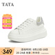 他她（TATA）小白鞋2025夏季新款奶油泡泡厚底女鞋增高松糕鞋板鞋 白/銀（跟高6cm） 35