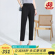 金菊2025春夏季新款桑蠶絲小腳褲松緊腰純色彈力緞百搭女式休閑褲 黑色 L