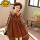G.DUCKKIDS女童連衣裙秋裝洋氣復古兒童裝春秋新款韓版網(wǎng)紅長(cháng)袖公主裙子秋裝 卡其色 110 建議4-5歲