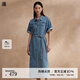 播牛仔連衣裙女2024春夏新款小個(gè)子中長(cháng)款復古收腰長(cháng)裙DDR2LD5655 B29淺牛仔藍 M