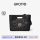 GROTTO個(gè)樂經(jīng)典CARRY托特包大容量通勤植鞣褶皺綿羊皮手提單肩包禮物 經(jīng)典黑金標(biāo)M