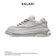莎萊茜（SALAXI）2025新款璀璨之星潮牌情侶老爹鞋男厚底增高真皮休閑運動(dòng)氣墊鞋女 純灰色 41 【男款】