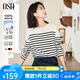 歐莎（OSA）知性通勤條紋長(cháng)袖T恤女2025秋新款法式寬松顯瘦內搭打底衫上衣 黑白條 M