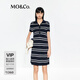 MO&Co.【C+系列】針織連衣裙2025夏新品輕薄醋酸棉質(zhì)藍(lán)白條紋MBE2DRS012 藍(lán)白條色 M /165