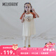Milkbarn兒童短袖連衣裙女童夏季洋氣公主裙嬰兒寶寶裙子 楓糖奶茶 90 cm