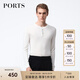 PORTS寶姿男裝毛衣絲絨混紡半開襟鈕扣套頭毛衣男上衣MV9K041DKI001 WHITE L L