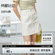 尚都比拉夏季簡約對稱口袋繩染工藝棉質牛仔A字短裙女 云白 L 