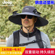 JEEP太陽能風(fēng)扇帽子男士夏季大帽檐防紫外線漁夫帽登山釣魚防曬遮陽帽 深灰色【鋼絲款+2太陽能風(fēng)扇】 均碼【可調(diào)節(jié)】