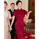 帕絲特【婚慶禮服】夏季國風(fēng)旗袍禮服喜婆婆婚宴喜服丈母娘裙 紅色XL