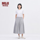 無印良品（MUJI）IDEE 女式 平紋 寬版褲 褲子女款休閑褲女裝裙褲 闊腿褲 夏季 煙熏綠色 均碼