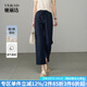 婭麗達(dá)棉麻直筒褲女夏季休閑褲小個(gè)子女褲藍(lán)色褲子2025新款闊腿褲 藏藍(lán)色（B0） XL