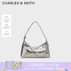 CHARLES&KEITH柔軟拉鏈?zhǔn)今薨檰渭绨赶掳可掌呦ΧY物CK2-40782472 Pewter錫灰色 S