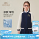 英氏（YEEHOO）女童外套兒童棒球服秋季時(shí)尚學(xué)院風(fēng)休閑上衣中大童裝洋氣秋裝新款 字母棒球深藍(lán) 140