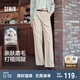 森馬（Semir）休閑褲女純棉打褶闊腿褲腰帶秋復(fù)古磨毛長(zhǎng)褲顯腿長(zhǎng)101524127005A