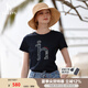 哈吉斯（HAZZYS）女裝 夏款女士大狗圖案圓領(lǐng)T恤衫女ASTSE0BBE52 藏青色NV M (160/84A 38)