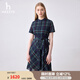 哈吉斯（HAZZYS）女裝 夏款女士大格紋立領優(yōu)雅連衣裙女AQWSC0BBC04 藏青色NV L (165/88A 40)