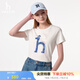 哈吉斯（HAZZYS）女裝 夏款女士大狗圖案圓領(lǐng)T恤衫女ASTSE0BBE52 米黃色OW XL (170/92A 42)