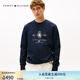 TOMMY HILFIGER25新款秋冬男女柔順雙面布休閑植絨徽章字母圓領(lǐng)衛(wèi)衣40048 藏青色DW5 XL （推薦：165-180斤）