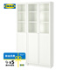 宜家（IKEA）BILLY畢利OXBERG奧克伯奶油風(fēng)玻璃門(mén)書(shū)柜美式風(fēng)書(shū)架家用 白色
