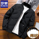 羅蒙加厚羽絨服男2025冬季新款休閑棒球領(lǐng)男裝上衣潮流保暖白鴨絨外套 黑色 2XL