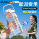 OQB德國超大容量帶吸管刻度2000ml運(yùn)動(dòng)軍訓(xùn)耐高溫水壺男女便攜水杯 【透明白】+貼紙 2000ml