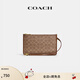蔻馳（COACH）【七夕禮物】新款女士經(jīng)典標(biāo)志拉鏈?zhǔn)职匣ㄊ帜冒?B4/棕黃色 棕色