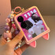 彩系小米MixFlip2手機殼膜一體折疊屏榮耀MagicV中軸華為Purax保護殼三星zflip6摩托羅拉Razr50Ultra殼 可愛(ài)貓耳全包【殼膜一體】+多巴胺手鏈+粉色皮斜挎繩 小米MIX Fl