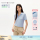 TOMMY HILFIGER【輕柔感】25夏季女珠地網(wǎng)眼商務(wù)純色短袖T恤/條紋鑲邊翻領(lǐng)POLO 【活力亮色】藍(lán)色CYR M