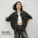 太平鳥(niǎo)女裝外套丹寧牛仔外套通勤百搭落肩袖短款上衣 灰色 L