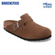BIRKENSTOCK勃肯德國進(jìn)口男女款牛皮絨面革軟底Boston包頭拖鞋 茶棕色窄版1030861 38