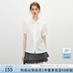 范思藍(lán)恩氣質(zhì)通勤短袖白襯衫女夏季新款設(shè)計感雙層娃娃領(lǐng)襯衣2312 月光白 S