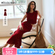 Olrain歐芮兒紅色法式度假時尚套裝女裝夏季2025新款上衣半裙兩件套 紅色 S