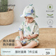 babylove【清倉(cāng)】嬰兒連體衣男女寶寶夏季薄款衣服哈衣爬爬服系帶外出服 枝頭自在 90cm