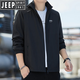 JEEP SPIRIT吉普男士外套春秋季新款立領(lǐng)商務(wù)夾克戶外休閑運(yùn)動(dòng)中年沖鋒上衣男 黑色 L