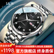 I&W CARNIVAL HWGUOJI瑞士IW手表男機(jī)械表進(jìn)口機(jī)芯全自動男士手表雙日歷夜光男表禮物 銀黑鋼帶|定制刻字|禮盒包裝