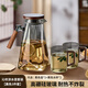 憶壺茶（YIHUTEA）冷水壺玻璃耐高溫家用大容量裝水容器涼水壺客廳開(kāi)水杯涼茶瓶扎壺 涼水壺木蓋+玻璃杯黑色2只
