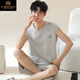 莫代爾夏天莫代爾棉男士睡衣涼感冰絲背心短褲套裝寬松大碼男家居服 VTT-男士背心短褲：X25707 2XL 建議140-160斤穿