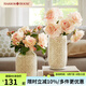 Harbor House美式家居假花裝飾仿真花擺件玫瑰花客廳花束絹花【門店同款】 Flora 三杈仿真緋色大開(kāi)玫瑰/支