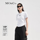 MO&Co.【涼感】個性膠章短袖圓領(lǐng)抽褶短款截短T恤上衣上裝摩安珂 漂白色 M 165