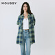 moussy 夏季新品美式復(fù)古風(fēng)格紋襯衫女010ISB30-8771 110藍(lán)色 均碼