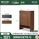 源氏木語實木鞋柜北歐風(fēng)小戶型橡木藤編玄關(guān)柜家用客廳巖板置物柜 （胡桃色）0.85米實木鞋柜