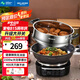 美菱 （MeiLing）電炒鍋全新升級大開關(guān)旋鈕定時多功能電蒸鍋家用大容量鑄鐵電炒蒸煮一體炒菜電火鍋 全新升級】38cm一鍋一籠（適9-11人）13L