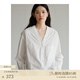 旅途原品 設(shè)計(jì)感襯衫女白法式襯衣長(zhǎng)袖v領(lǐng)質(zhì)感棉肌理前短后長(zhǎng)白色百搭秋季 暖玉白 - 現(xiàn)貨 M(160cm)