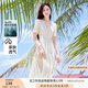 香影法式溫柔風(fēng)米色連衣裙女2025夏季新款氣質(zhì)泡泡袖高腰v領(lǐng)裙子 米色 S