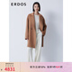 ERDOS 中長款純色通勤風寬松外套西裝領繭型簡約百搭女毛呢大衣 楓葉棕 160/84A/M