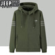 JEEP SPIRIT吉普衛(wèi)衣男士春秋季2025新款寬松拉鏈開衫上衣連帽休閑運(yùn)動外套男 軍卡其 5XL