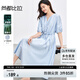 尚都比拉設(shè)計(jì)感氣質(zhì)連衣裙女夏季顯瘦襯衫裙鏤空刺繡中長(zhǎng)裙 天藍(lán)色  L 